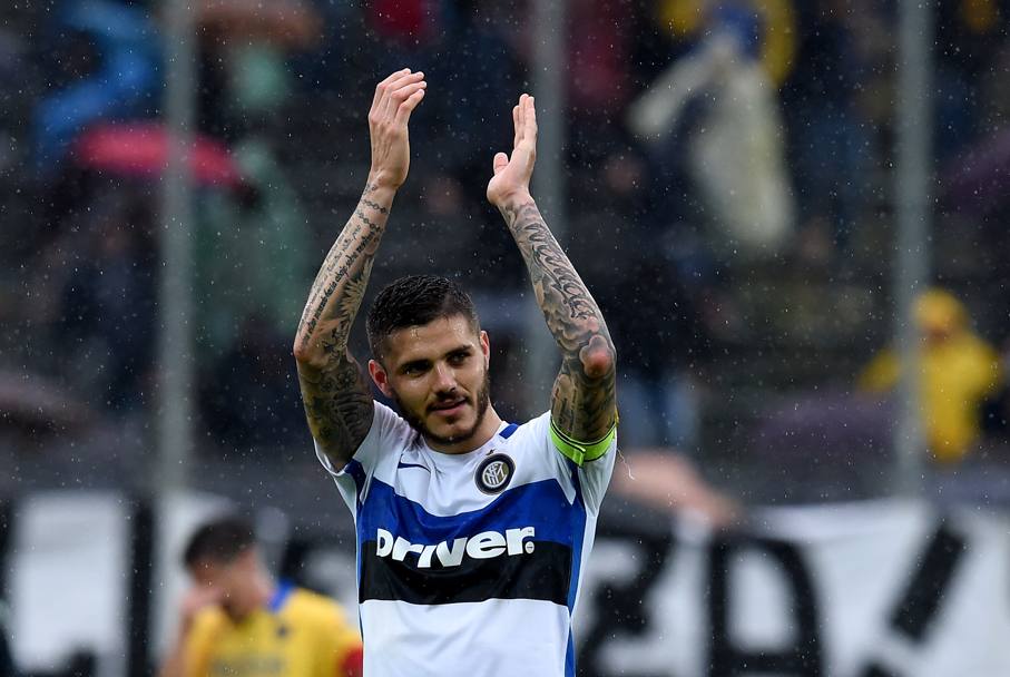Frosinone-Inter 0-1: Icardi saluta alla fine della partita decisa dal suo gol. Getty